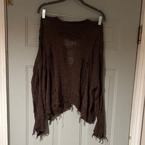 Distressed Sheer Knit Sweater Brown Grunge Goth Fairycore Concert Top M